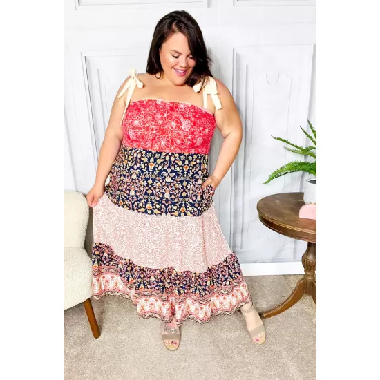 Vacay Vibes Floral Smocked Tube Top Tiered Maxi Dress in Orange Vacay Vibes Floral Smocked Tube Top Tiered Maxi Dress in Orange