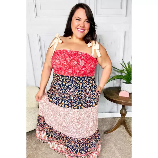 Vacay Vibes Floral Smocked Tube Top Tiered Maxi Dress in Orange Vacay Vibes Floral Smocked Tube Top Tiered Maxi Dress in Orange