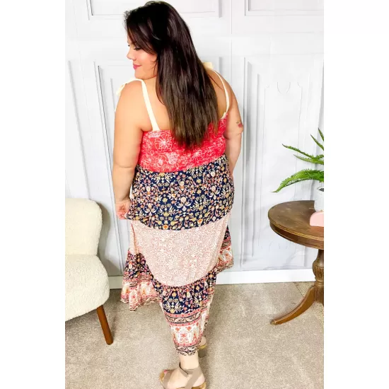 Vacay Vibes Floral Smocked Tube Top Tiered Maxi Dress in Orange Vacay Vibes Floral Smocked Tube Top Tiered Maxi Dress in Orange