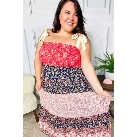 Vacay Vibes Floral Smocked Tube Top Tiered Maxi Dress in Orange Vacay Vibes Floral Smocked Tube Top Tiered Maxi Dress in Orange