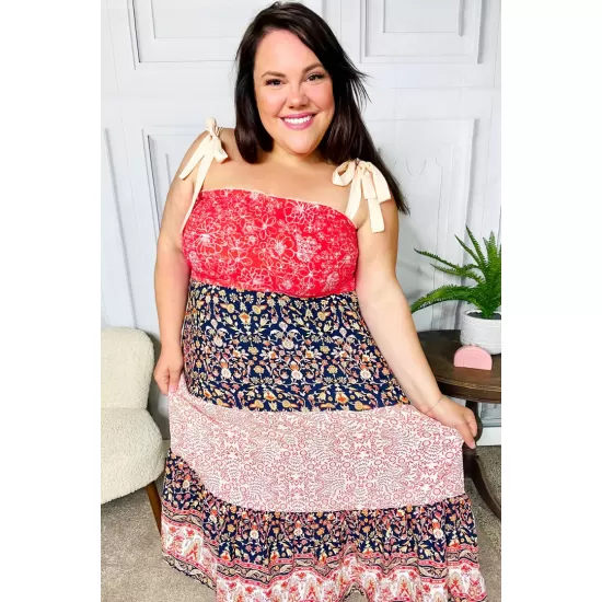 Vacay Vibes Floral Smocked Tube Top Tiered Maxi Dress in Orange Vacay Vibes Floral Smocked Tube Top Tiered Maxi Dress in Orange