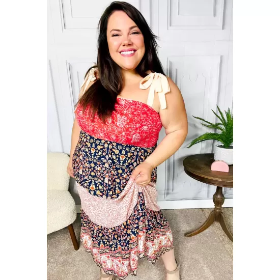 Vacay Vibes Floral Smocked Tube Top Tiered Maxi Dress in Orange Vacay Vibes Floral Smocked Tube Top Tiered Maxi Dress in Orange