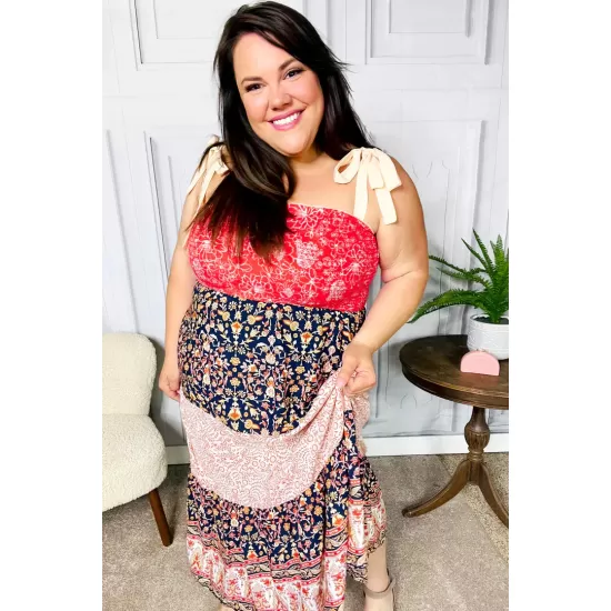 Vacay Vibes Floral Smocked Tube Top Tiered Maxi Dress in Orange Vacay Vibes Floral Smocked Tube Top Tiered Maxi Dress in Orange