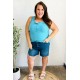Summer Days Melange Ribbed Henley Button Down Tank in Ice Blue Summer Days Melange Ribbed Henley Button Down Tank in Ice Blue