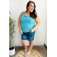 Summer Days Melange Ribbed Henley Button Down Tank in Ice Blue Summer Days Melange Ribbed Henley Button Down Tank in Ice Blue