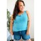 Summer Days Melange Ribbed Henley Button Down Tank in  Ice Blue