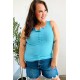 Summer Days Melange Ribbed Henley Button Down Tank in Ice Blue Summer Days Melange Ribbed Henley Button Down Tank in Ice Blue