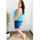 Summer Days Melange Ribbed Henley Button Down Tank in Ice Blue Summer Days Melange Ribbed Henley Button Down Tank in Ice Blue