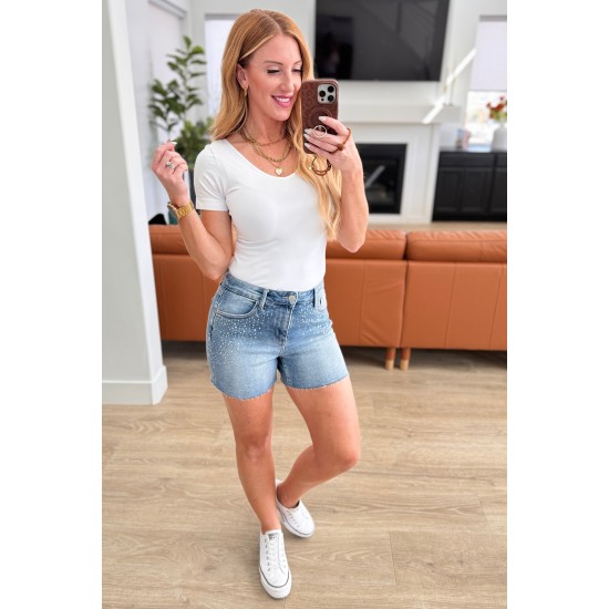 Elle High Rise Rhinestone Cutoff Shorts by Judy Blue Elle High Rise Rhinestone Cutoff Shorts by Judy Blue