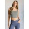 It's All About the Balance Twill Square Neck Crop Top in Dusty Olive