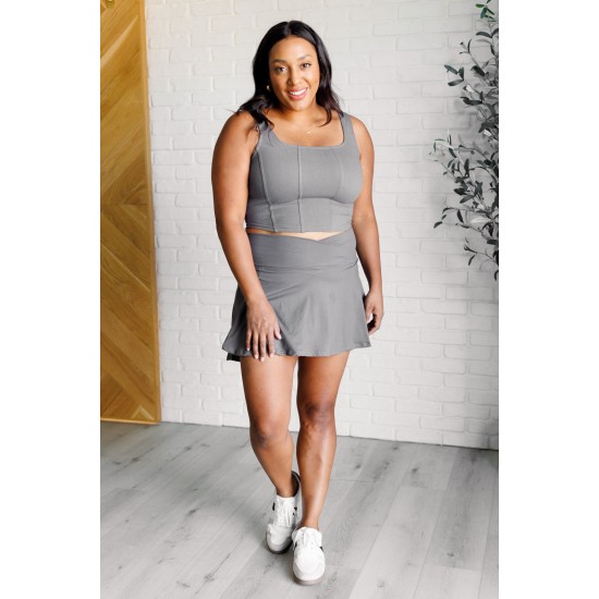 It's All About the Balance Twill Square Neck Crop Top in Titanium It's All About the Balance Twill Square Neck Crop Top in Titanium