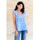 Keep Me Coming V-Neck Top in Ivory Royal Keep Me Coming V-Neck Top in Ivory Royal
