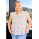 Lizzy Flutter Sleeve Top in Ivory and Pink Abstract Lizzy Flutter Sleeve Top in Ivory and Pink Abstract