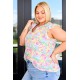 Lizzy Flutter Sleeve Top in Ivory and Pink Abstract Lizzy Flutter Sleeve Top in Ivory and Pink Abstract
