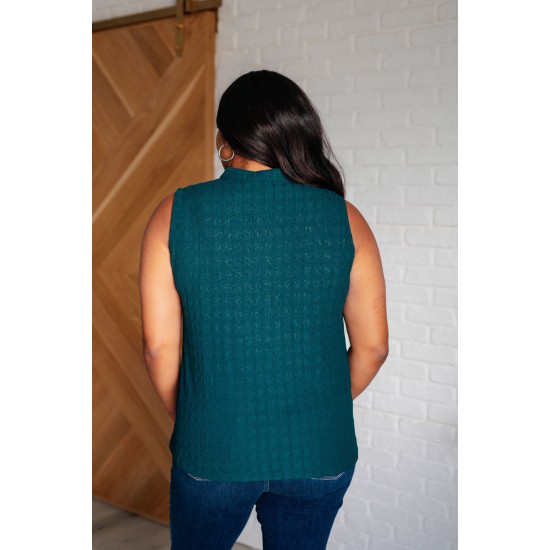 Matter of Fact Pleat Front Sleeveless Blouse in Sea Green Matter of Fact Pleat Front Sleeveless Blouse in Sea Green