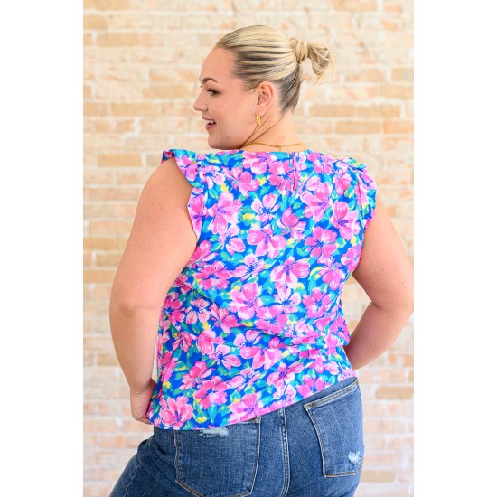 Petals on the Moon Flutter Sleeve Blouse in Royal Pink Petals on the Moon Flutter Sleeve Blouse in Royal Pink
