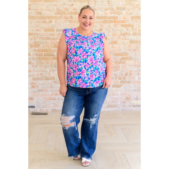 Petals on the Moon Flutter Sleeve Blouse in Royal Pink Petals on the Moon Flutter Sleeve Blouse in Royal Pink