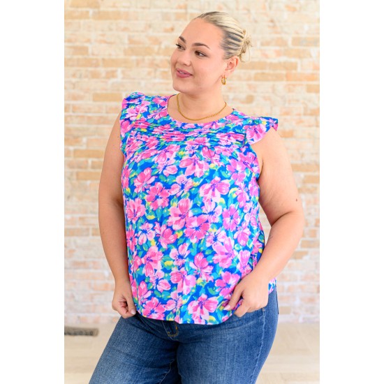 Petals on the Moon Flutter Sleeve Blouse in Royal Pink Petals on the Moon Flutter Sleeve Blouse in Royal Pink