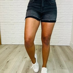 Sunset Stroll Distressed Hem Shorts in Washed Black