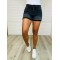 Sunset Stroll Distressed Hem Shorts in Washed Black