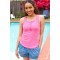 Summer Days Melange Ribbed Henley Button Down Tank in Fuchsia