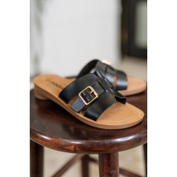 Torvi Black Slip on Sandals