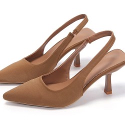 Pint Toe Flock Spring 6cm High Heels Slingbacks Shoes