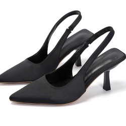 Pint Toe Flock Spring 6cm High Heels Slingbacks Shoes