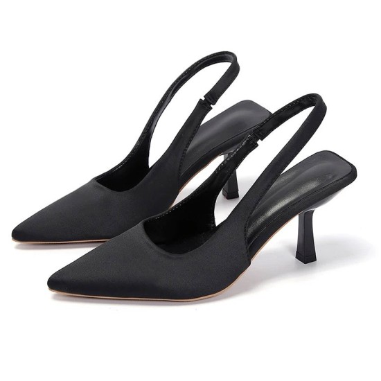 Pint Toe Flock Spring 6cm High Heels Slingbacks Shoes Pint Toe Flock Spring 6cm High Heels Slingbacks Shoes