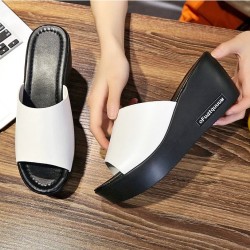 Sandals 7cm Platform Wedges Thick Heel Open Peep Toe
