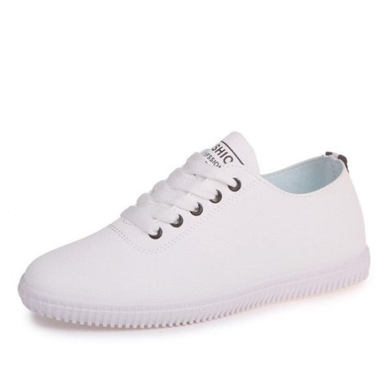 Women Lace Up Round Toe White Vulcanized Sneakers Shoes Women Lace Up Round Toe White Vulcanized Sneakers Shoes