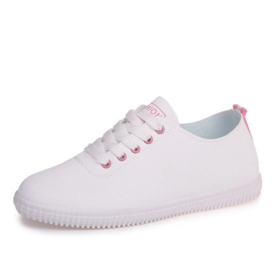 Women Lace Up Round Toe White Vulcanized Sneakers Shoes Women Lace Up Round Toe White Vulcanized Sneakers Shoes