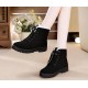 Snow boots square heels flock ankle boots lace-up winter shoes Snow boots square heels flock ankle boots lace-up winter shoes