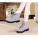 Snow boots square heels flock ankle boots lace-up winter shoes Snow boots square heels flock ankle boots lace-up winter shoes