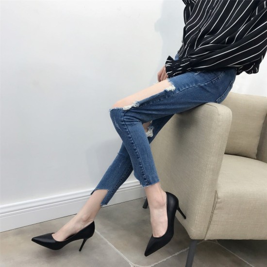 Fashion PU Leather High Heels Pumps Pointed Toe Work Pump Shoes Fashion PU Leather High Heels Pumps Pointed Toe Work Pump Shoes