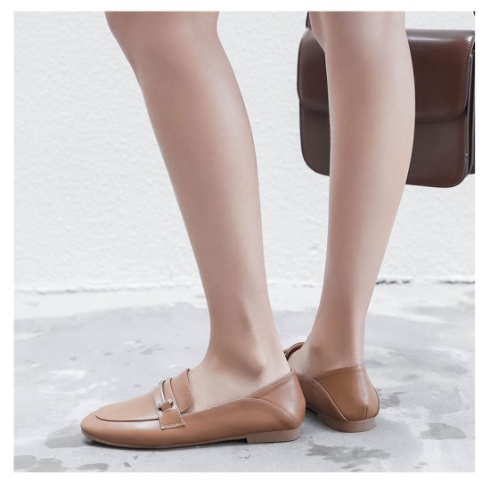 Fashion Casual Leather Flats Square Toe Loafers Soft Sole Shoes Fashion Casual Leather Flats Square Toe Loafers Soft Sole Shoes