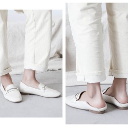 Fashion Casual Leather Flats Square Toe Loafers Soft Sole Shoes