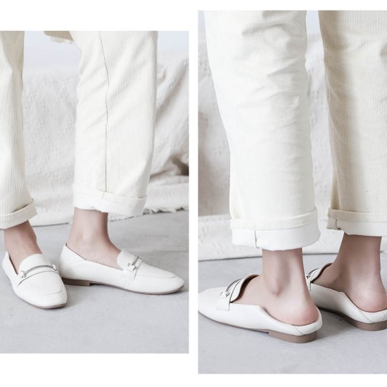 Fashion Casual Leather Flats Square Toe Loafers Soft Sole Shoes Fashion Casual Leather Flats Square Toe Loafers Soft Sole Shoes
