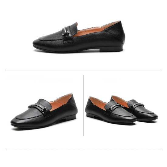 Fashion Casual Leather Flats Square Toe Loafers Soft Sole Shoes Fashion Casual Leather Flats Square Toe Loafers Soft Sole Shoes