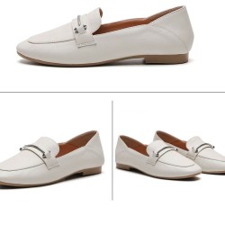 Fashion Casual Leather Flats Square Toe Loafers Soft Sole Shoes