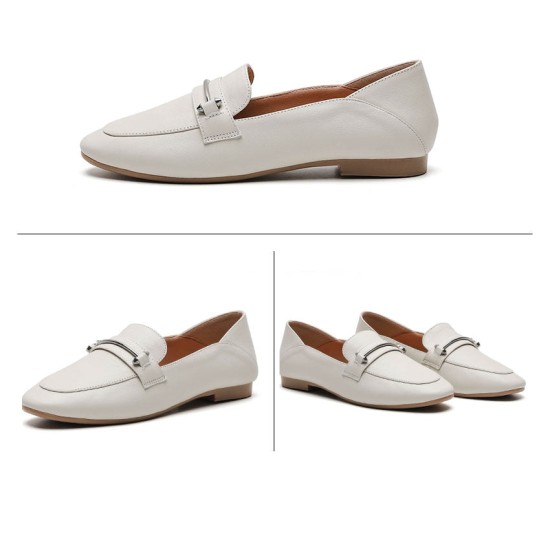 Fashion Casual Leather Flats Square Toe Loafers Soft Sole Shoes Fashion Casual Leather Flats Square Toe Loafers Soft Sole Shoes