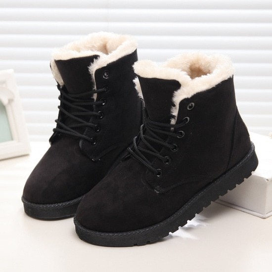Snow Boots Flat Lace Up Winter Suede Ankle Boots Snow Boots Flat Lace Up Winter Suede Ankle Boots