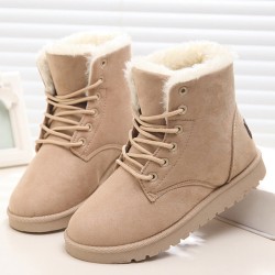 Snow Boots Flat Lace Up Winter Suede Ankle Boots
