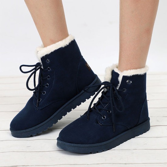 Snow Boots Flat Lace Up Winter Suede Ankle Boots Snow Boots Flat Lace Up Winter Suede Ankle Boots