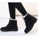 Snow boots square heels flock ankle boots lace-up winter shoes Snow boots square heels flock ankle boots lace-up winter shoes