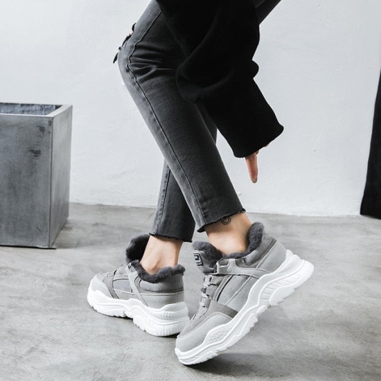 Platform Woman Boots Plush Casual Sneakers Platform Woman Boots Plush Casual Sneakers
