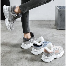 Platform Woman Boots Plush Casual Sneakers