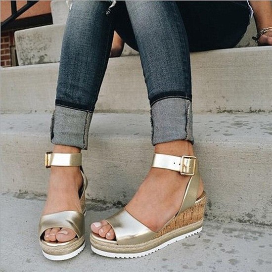 PU Leather Ankle Buckle Strap Sandals Shoes Ladies Peep Toes PU Leather Ankle Buckle Strap Sandals Shoes Ladies Peep Toes