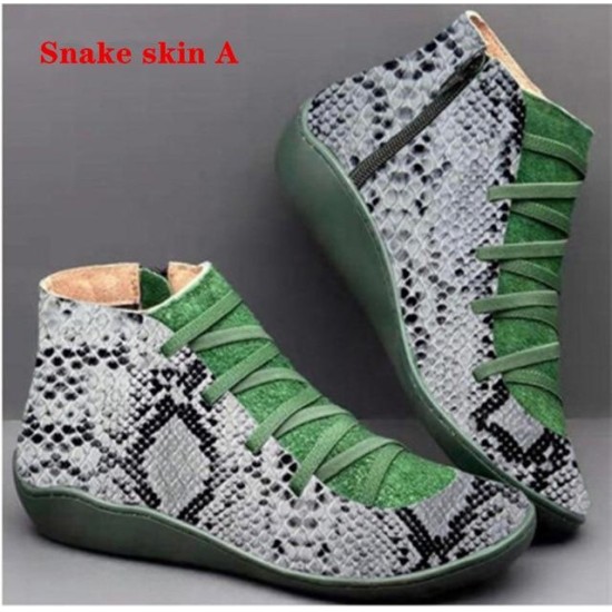 PU Leather Ankle Boots Autumn Winter Cross Strappy Vintage PU Leather Ankle Boots Autumn Winter Cross Strappy Vintage