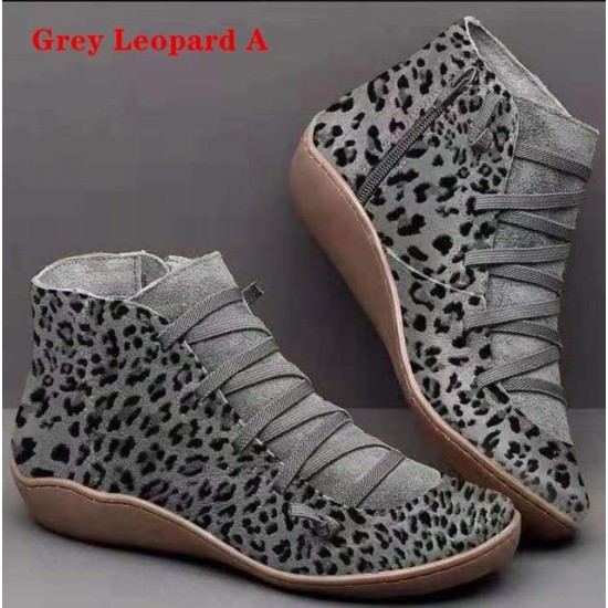 PU Leather Ankle Boots Autumn Winter Cross Strappy Vintage PU Leather Ankle Boots Autumn Winter Cross Strappy Vintage